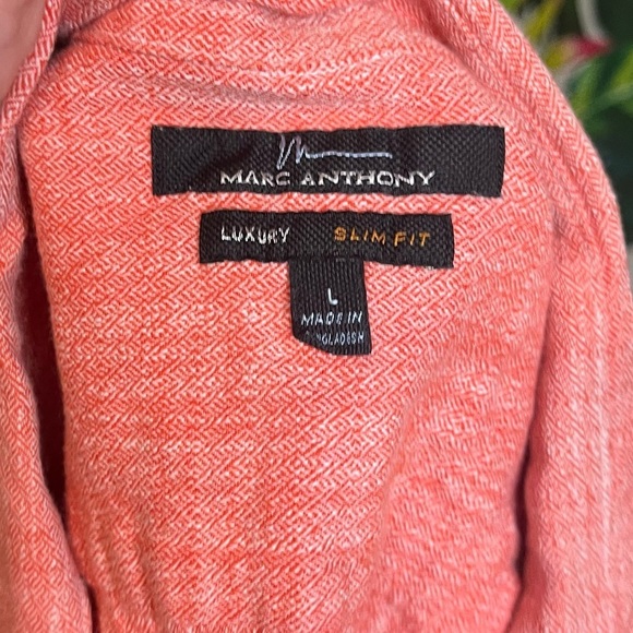 EUC $54 Marc Anthony Large Slim Fit Orange Spring Summer Button Down Shirt - Picture 6 of 6